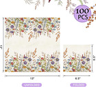 100 Floral Paper Napkins  3 Ply Watercolor Disposable Cocktail Napkins Vintage W