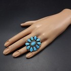 Vintage Sterling Silver Sleeping Beauty Turquoise Cluster Ring Size 9