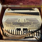 Vintage Stanelli Accordion Mother Of Pearl Ivory Hard Case Made In Italy