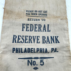 Vintage Federal Reserve Bank Cavas Money Bag Philadelphia Number 5