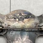 Vintage Navajo Vaughns Sterling Bull Turquoise Hand Stampwork Silver Brooch Pin