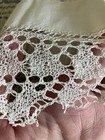 Antique Amazing Very Delicate Hand Made Crocheted Lace Trim Pillow Old Cotton