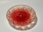 Anthropologie Red Color Ornate Glass Small Fancy Coquette Cake Stand
