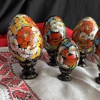 Ukrainian Petrykivka Wooden Easter Egg   Hand-painted  Pysanky  130 Mm  03-131