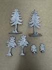 Lot Of 44 Vintage Unpainted Lead Solider And Figures  Trees  Cops  Guns And More