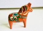 Vintage Nils Olsson Carved Wood Dala Horse Orange 4  Sticker Hemsl  jd Sweden