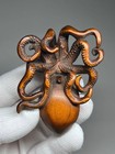 Japanese Boxwood Octopus Netsuke Detailed Wood Carving Sagemono Inro Miniature