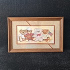 Vintage Homeco Nursery Picture Baby Bears Teddy Home Interiors Wood Frame 