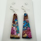 Santo Domingo Pueblo Turquoise Slab Dangle Earrings Native American Jewelry