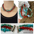 Vintage Sterling Silver Turquoise Coral Abalone Southwestern Tribal Necklace