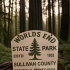 Vintage World s End State Park Porcelain Sign Forksville Pennsylvania Sullivan