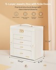 Jewelry Box Faux Leather Mirror Lockable Organizer Drawer Storage Gift Case