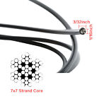 100ft-328ft Black Vinyl Coated 304 Stainless Steel Cable Wire Rope 7x7  1 16  Od