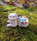Vintage White Cat Sewing Pin Cushion Holder