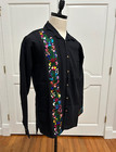 Small Hand Made Long Sleeve San Antonino Embroidery Mexican Guayabera Shirt 