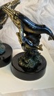 Pair Of Spi Bronze Humpback Whale And Calf Sculptures Excellent