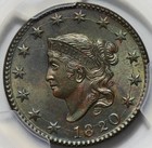 1820 Coronet Head Large Cent  Large Date  N-13   pcgs Unc Detail 