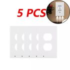 5 Pack Outlet Cover Built-in Led Night Light Bulbs Wall Plate Rounded Receptacle