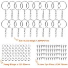 Audab 360pcs Keychain Bulk  120pcs Keychain Rings With Chain And 120pcs Open Jum