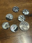 Vintage 1930 Lot Of 6 Carved Real Grey Silver Mother Of Pearl Buttons 3 4inch
