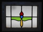 Old English Leaded Stained Glass Window Simple Floral Design 21 25  X 16 