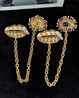 Schiaparelli Full Diamond Eyes With Pea Clip Chain Brooch