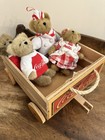 Coca-cola Plush Teddy Bears With Wooden Coca-cola Wagon Cart  Soda Theme