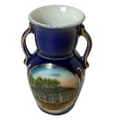 Winsted  Connecticut Ct Antique Gilbert School Souvenir China Cobalt Blue Vase