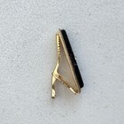 Vintage Black Rectangle Tie Bar Crystal Rhinestone 60s Gold Tone Art Deco Clip
