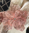 Applique Embroidered Layered Flower Pearls Beads Sequins 9  Pink