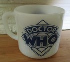 Htf Vintage Bbc 1982 Dr Doctor Who Milk Glass Anchor Hocking Coffee Mug Cup   A 