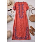 Kourosh Maxi Dress Womens M Coral Blue Embroidered Kaftan Boho Resort Summer