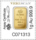 1 Gram Gold Bar - Pamp Suisse Multigram  9999 Fine Gold Fortuna Bar
