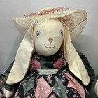 Vtg Handmade Bunny Rabbits Plush Country Cottage Chic Primitive Set