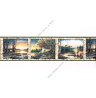 Twilight Glow Camping Outdoor Canoe Tent  Firecamp Duck Lake Wallpaper Border