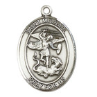 Large Pewter St  Michael The Archangel Medal 18  Lobster Claw Chain Necklace