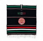 Aztec Calendar Mexico Black Poncho Gaban Serape Cape Sweater Indigenous Unisex