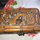 Vintage Hand Carved Camphor Wooden Box W  Brass Closure By Hung Hop