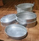 Antique Four Piece Buckeye Aluminum Coal Miner s Lunch Bucket Pail Set Mining