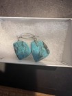 Handcrafted Chunky Turquoise Slab Earrings With Sterling Silver Ear Wires