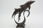 Vintage Bronze Copper Dolphin Sculpture Figurine Collectible Marine Art Decor