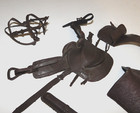 Vintage Lot Of Johnny West Thunderbolt Horse Brown Saddle And Bags Rifle Sheath