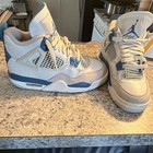 Nike Air Jordan 4 Mid Top Sneaker White Blue Kids 5y Hf4281-141