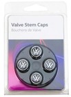 Genuine Vw Valve Stem Caps - Black On Silver 4 Pack New Logo 000071215j