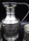 Vtg Artina Zinn  German 95  Pewter Pitcher W  6 Cups- Hunting Scene Exc 