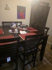 Dark Brown Wood Rectangular Dining Table Set With 8 Chairs For Dining Room