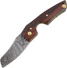Damascus Steel Cigar Cutter Knife Razor Sharp Rosewood With Leather Sheath