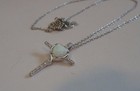  Cross W  Heart Necklace Pendant W   50 Ct Lab Diamond  Opal 925 Sterling Silver