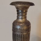 Candle Holder Pair Euc Pewter Candlesticks Art Deco Ribbed Ornate Set Of 2