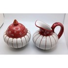 Vtg Mcm Norway Clay Pottery Keramik Sugar Bowl Lid Creamer Pitcher Kongsberg
